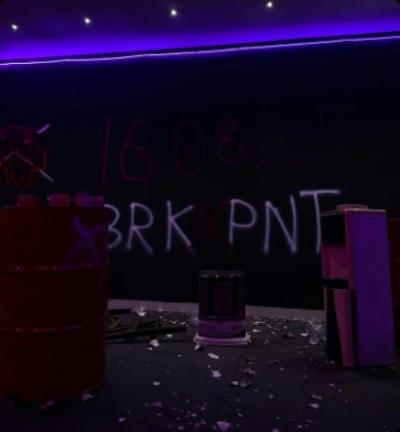 Dark graffiti wall inside the room